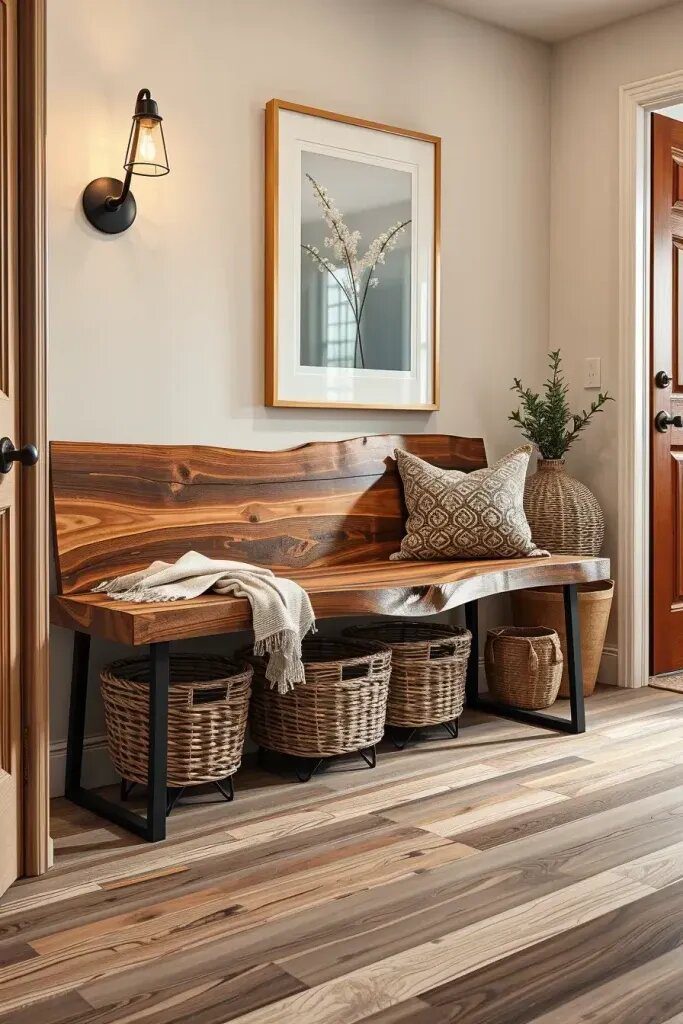 Raw-Edge Benches for Cabin-Style Charm