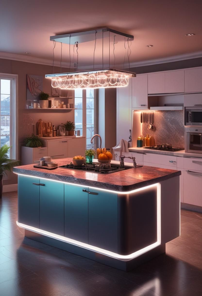 7. Retro Neon Kitchen Island Design - photo 2