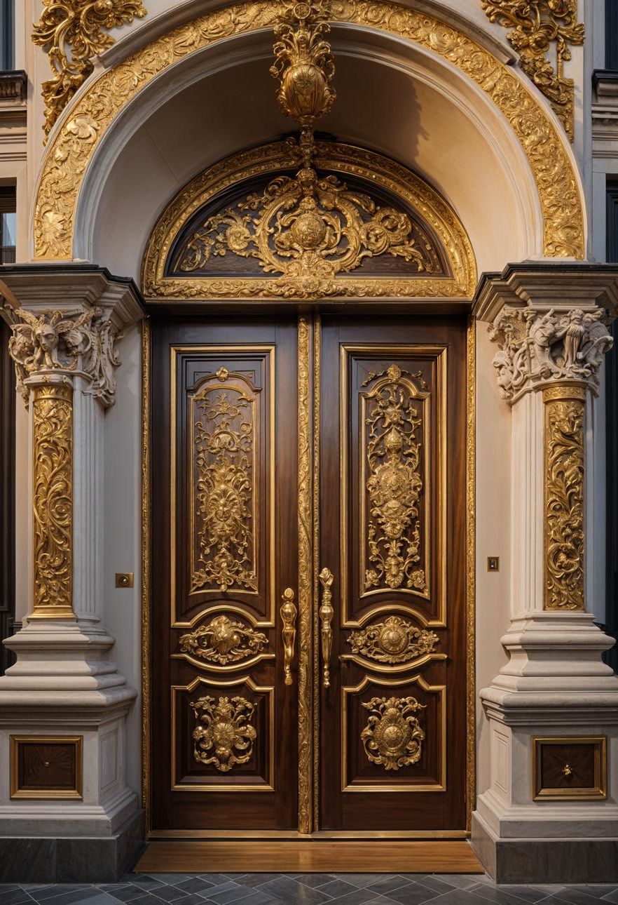 21. Golden Baroque-Inspired Door Design