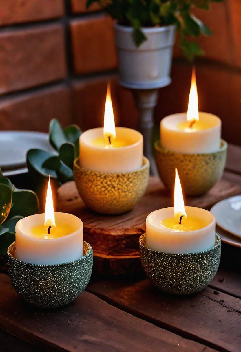 18. Pillar Candles with Egg Accents