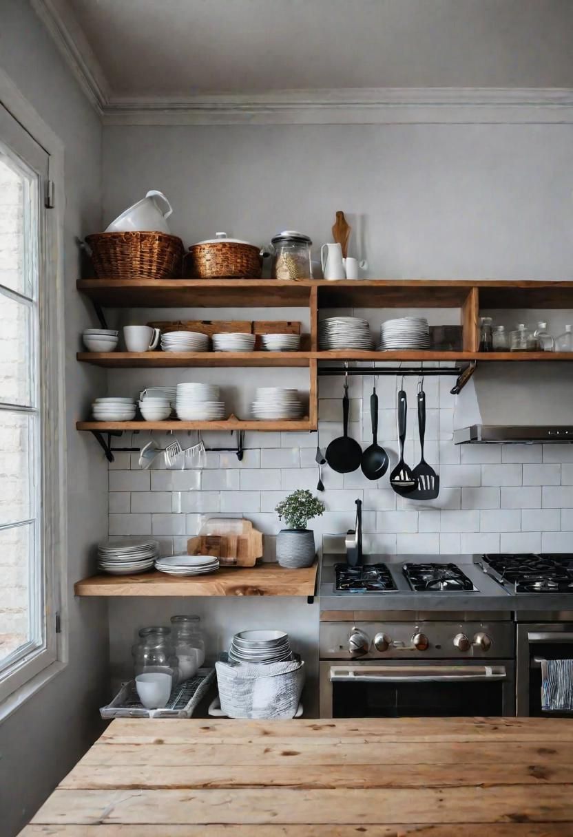 19. Storage Solutions Under Open Shelves