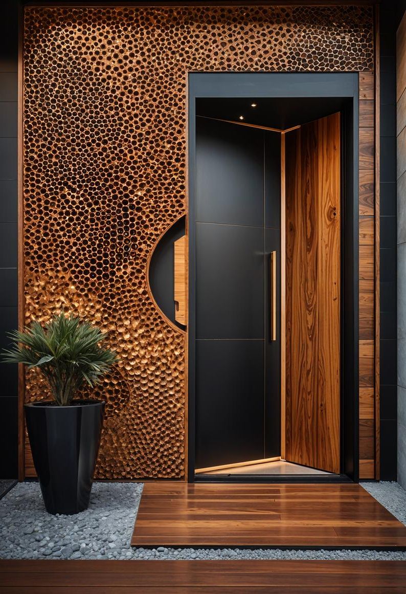5. Honeycomb Pattern Pivot Door