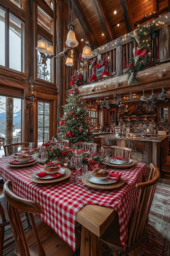 15. Gingham Runners for Holiday Tables