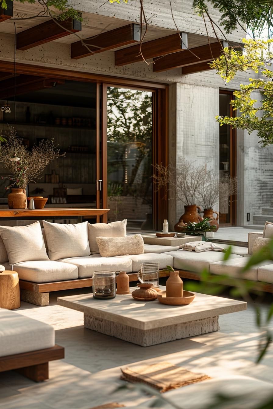 15. Neutral Concrete Patio Styling Ideas