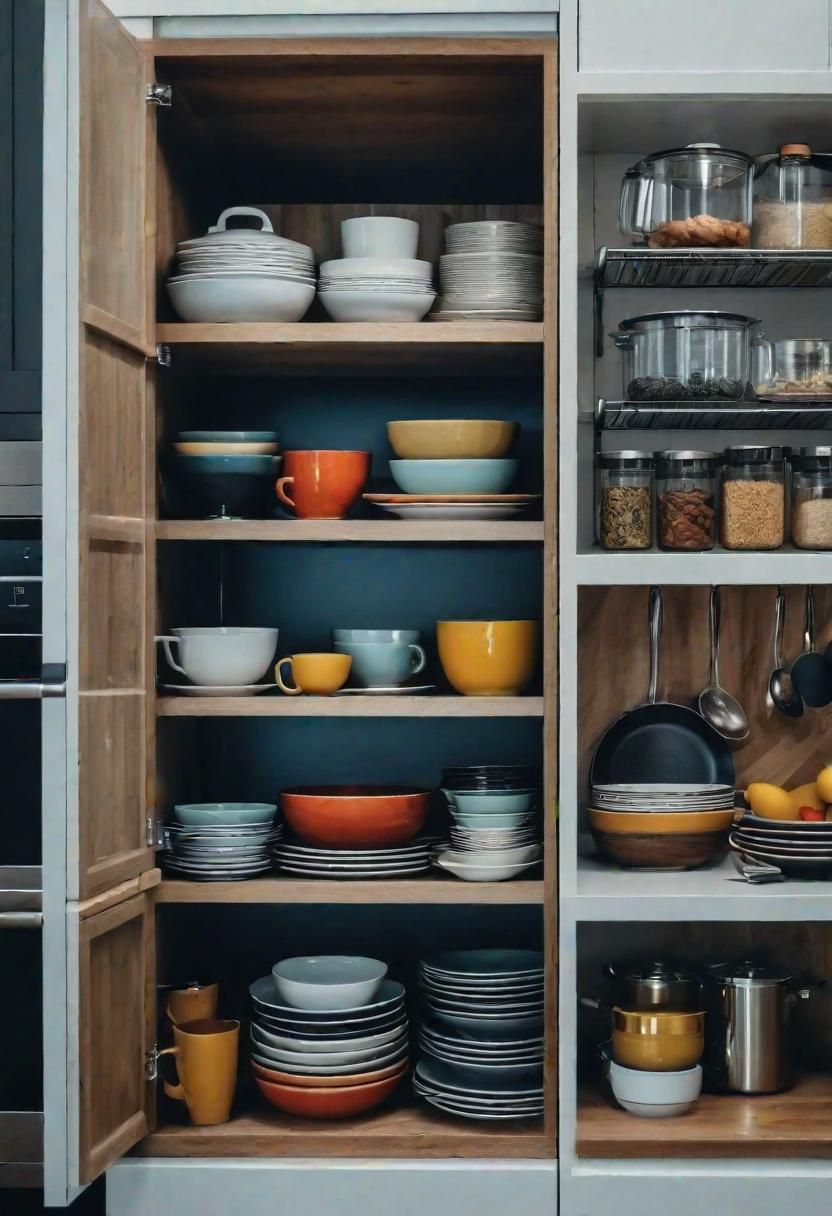 31. Stackable Shelves to Save Cabinet Space