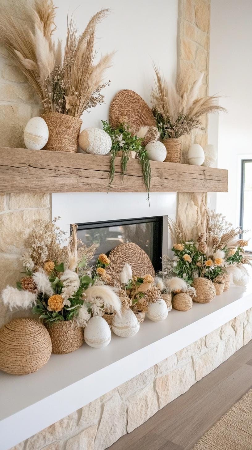 10. Farmhouse-Style Easter Mantel With Dried Florals - photo 2