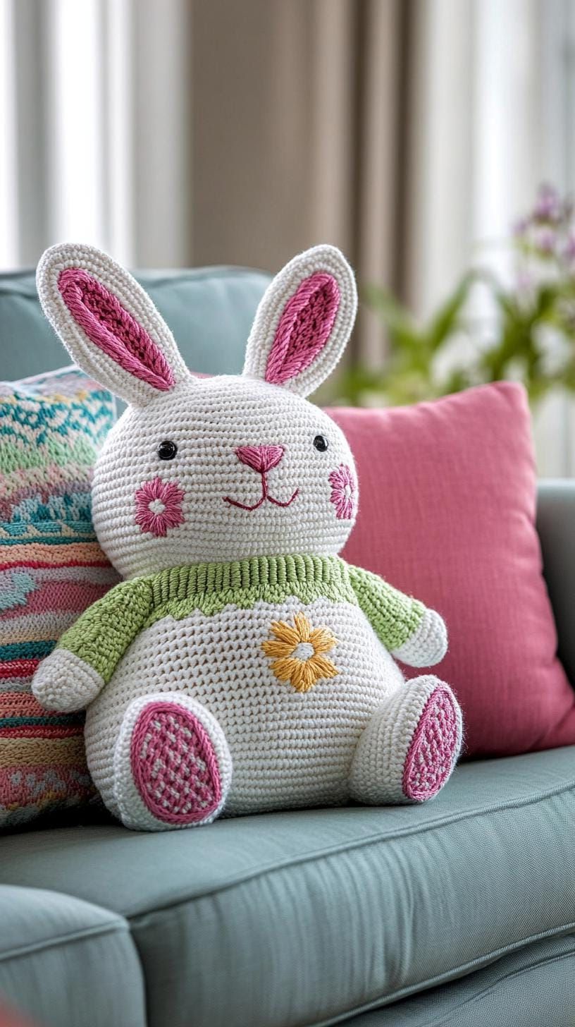 20. Embroidered Bunny-Shaped Throw Pillow - photo 2