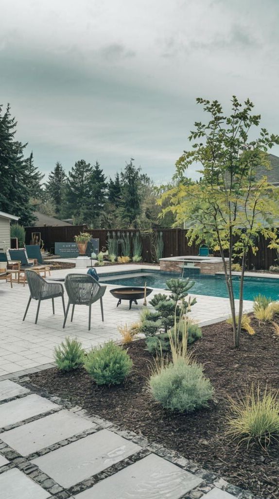 9. Paved Patio With Pool and Fire Pit