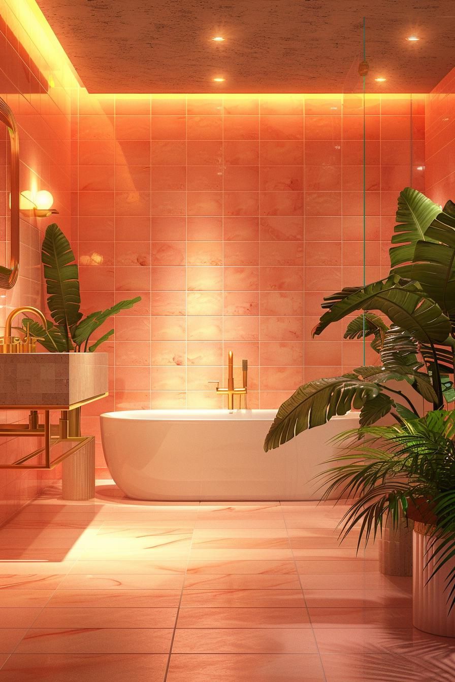 1. Radiant Sunset Coral for Bathrooms