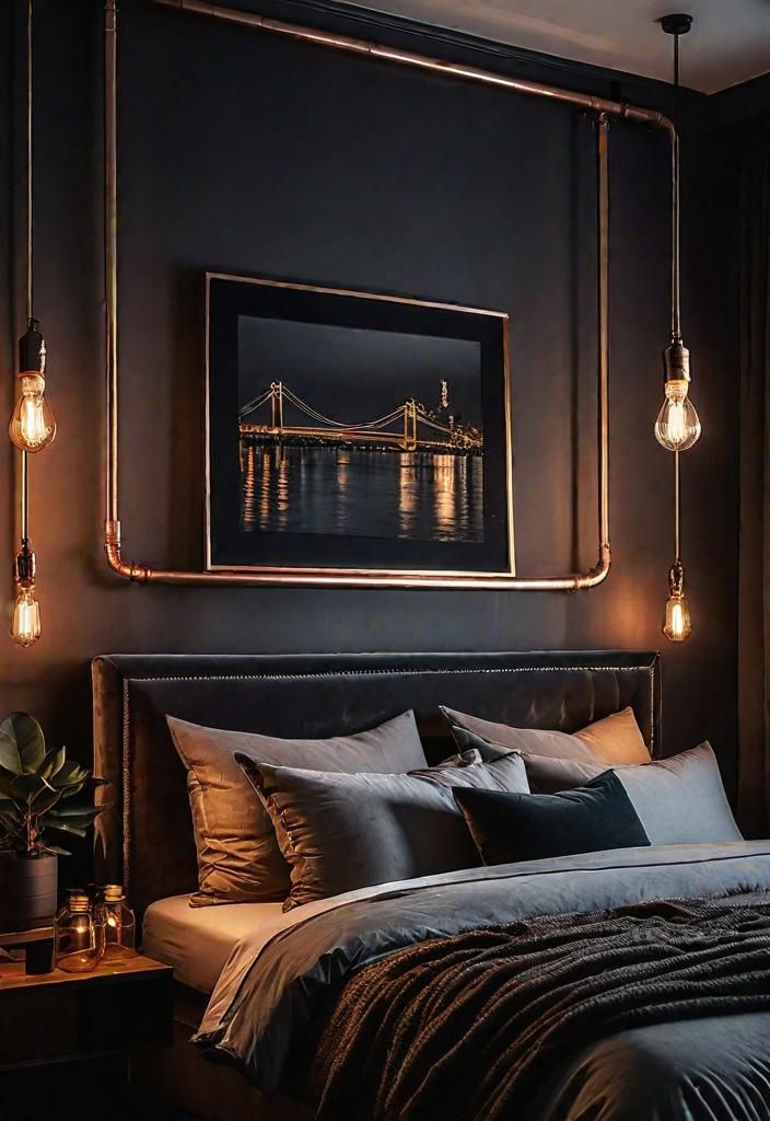 10. Dark Industrial Bedroom Style