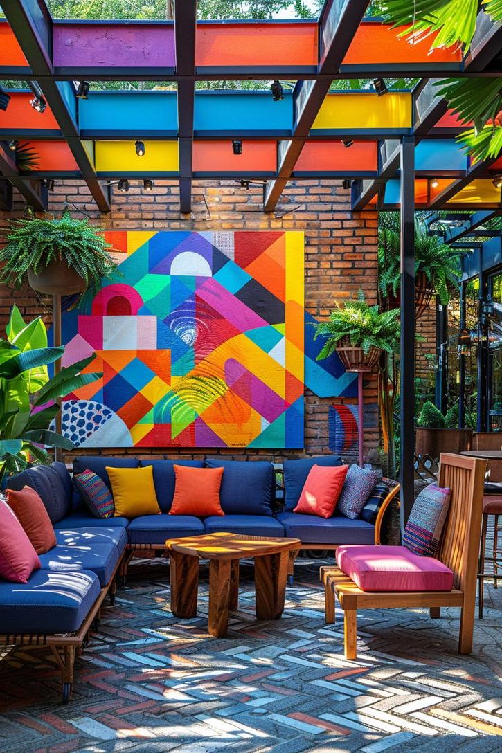 12. Bold Patio Art Display Ideas