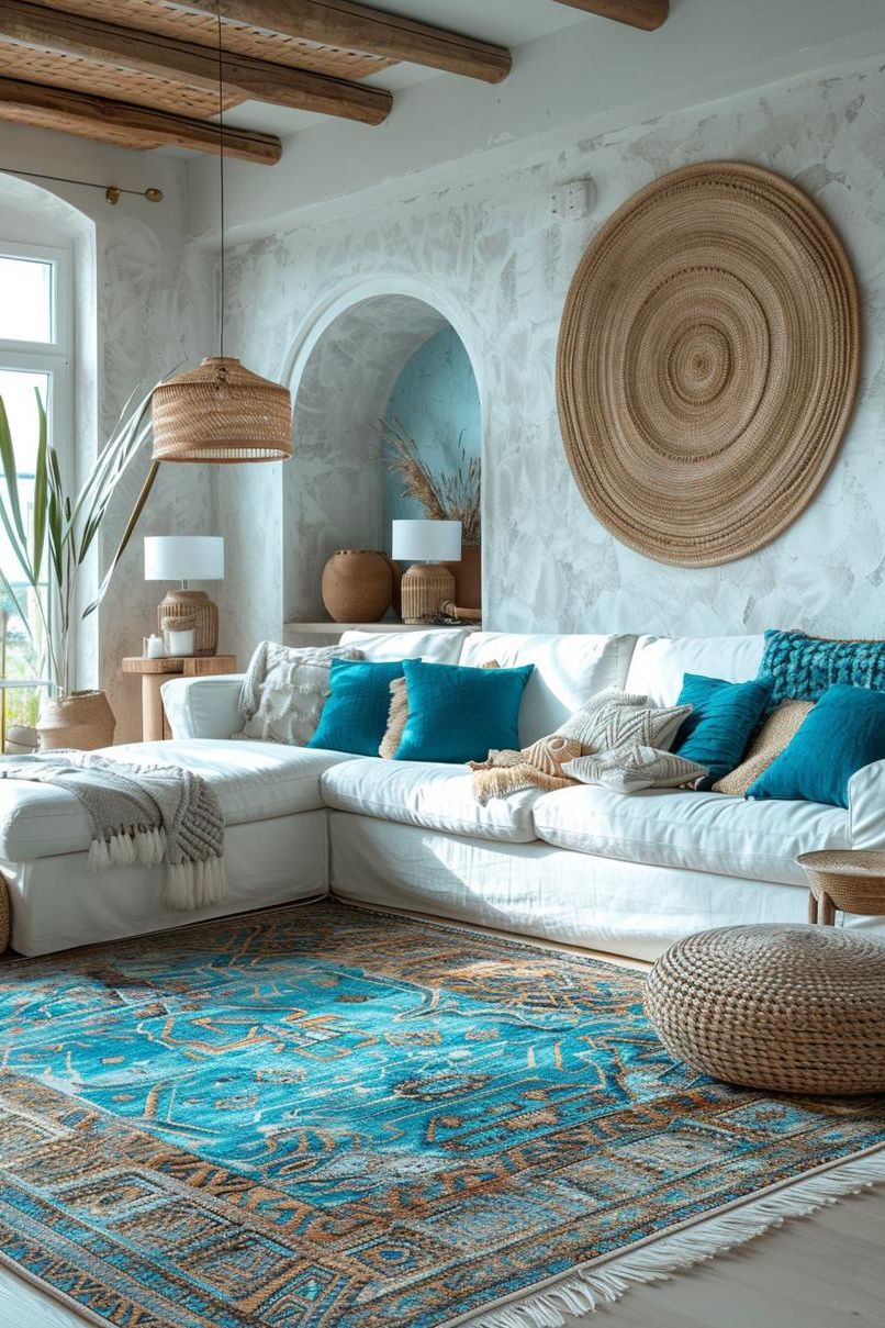 5. Layered Boho Coastal Rug Ideas - photo 3