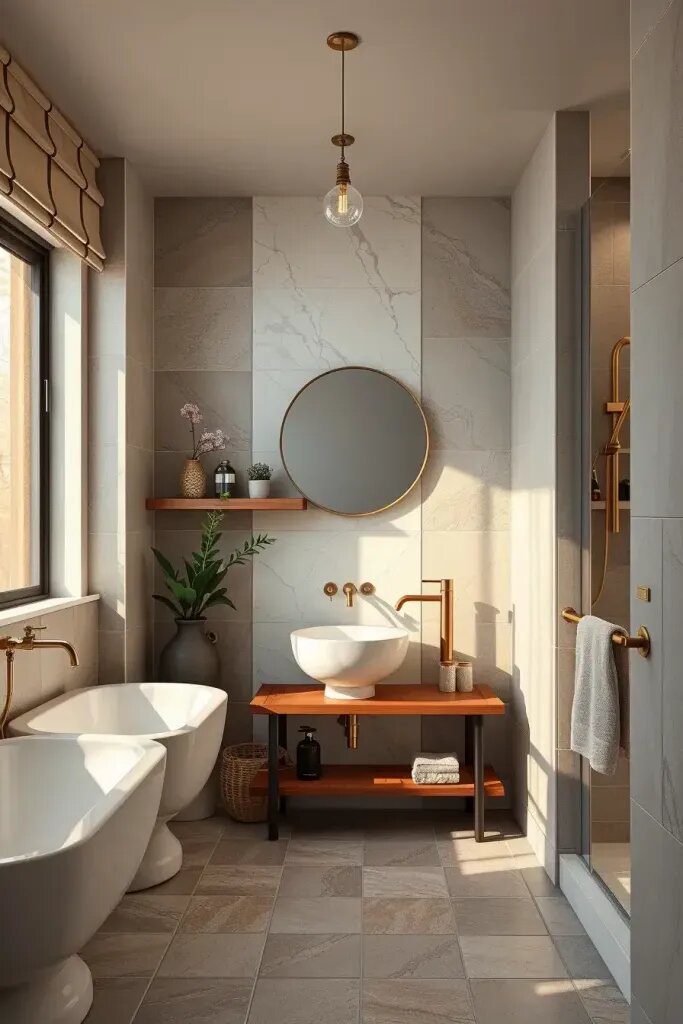 Mixing Earthy Tile with Marble for Balance - photo 2