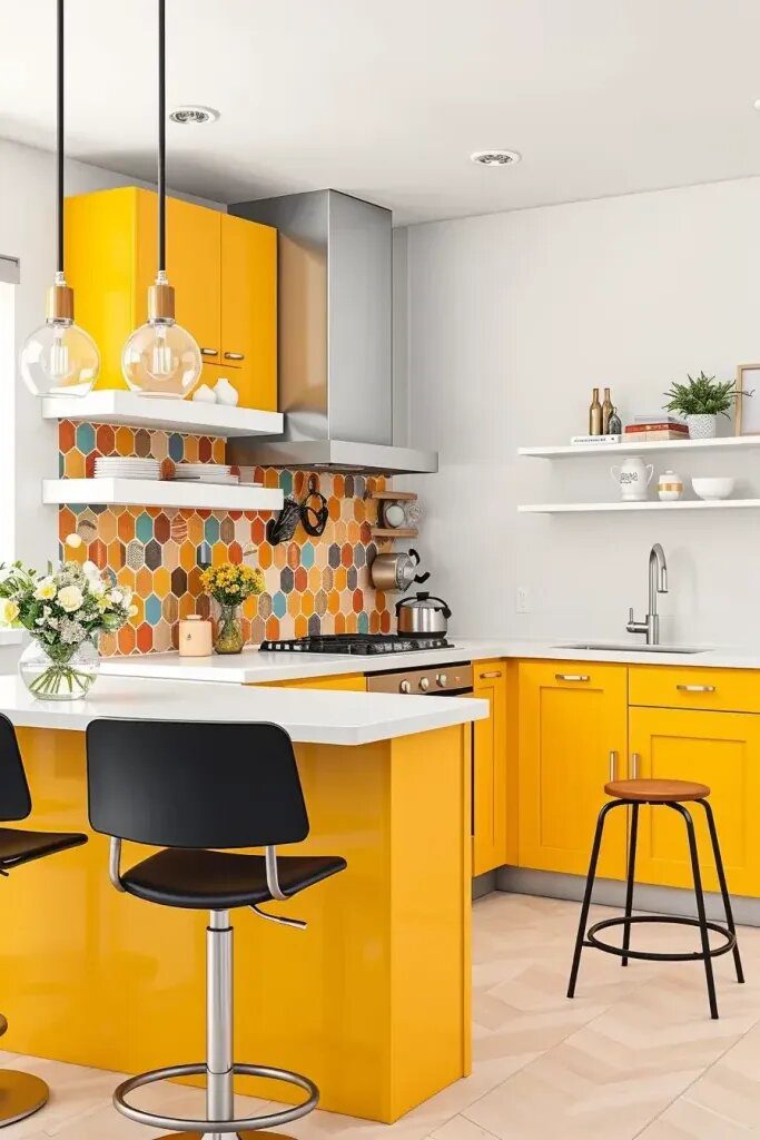 Bold Backsplashes That Pair Well With Yellow Cabinets