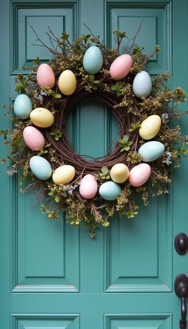 4. Pastel Egg Wreath For A Bold Front Door - photo 2