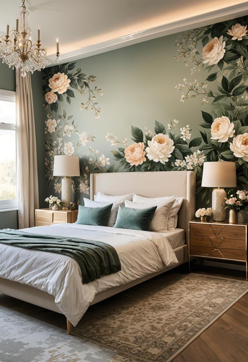 4. Hand-Painted Floral Mural Ideas