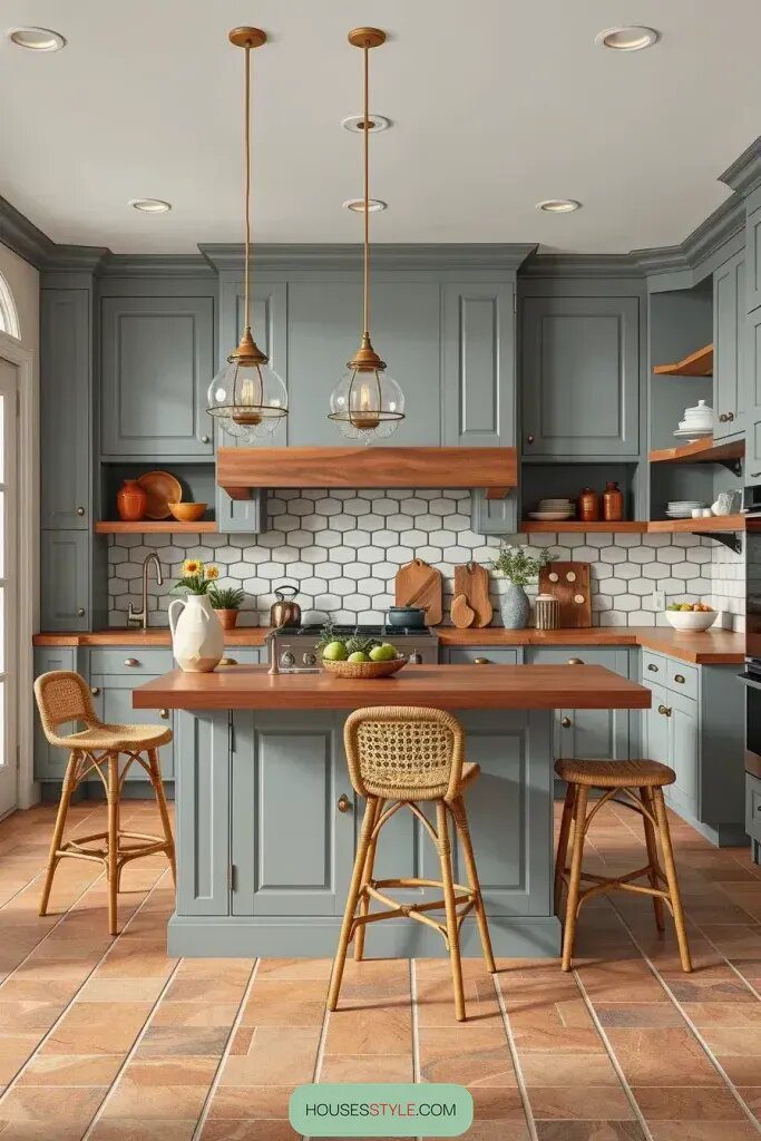 Pairing Gray Cabinets with Wood Accents for Warmth