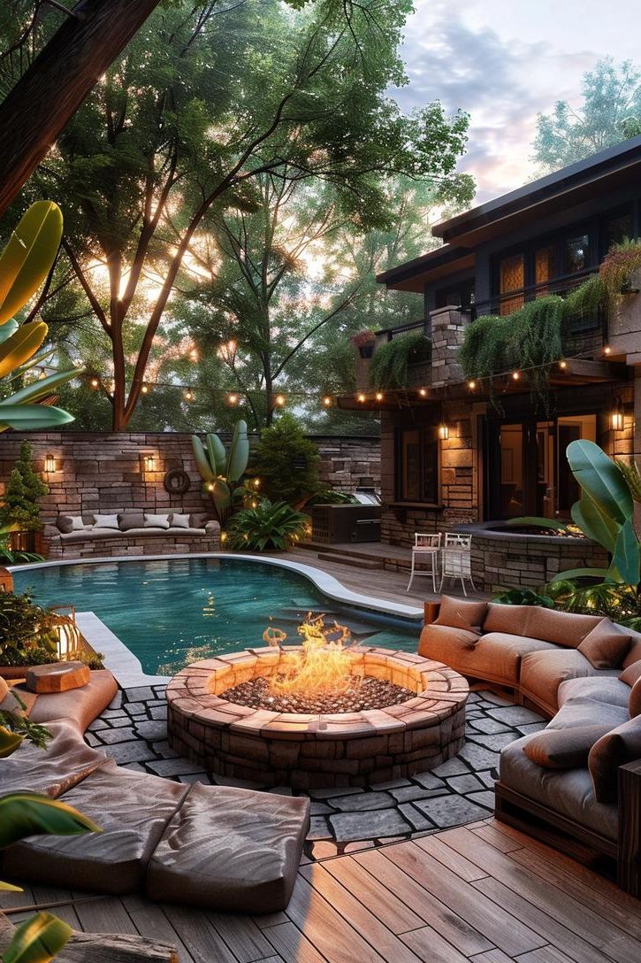 4. Circular Fire Pit Seating Ideas