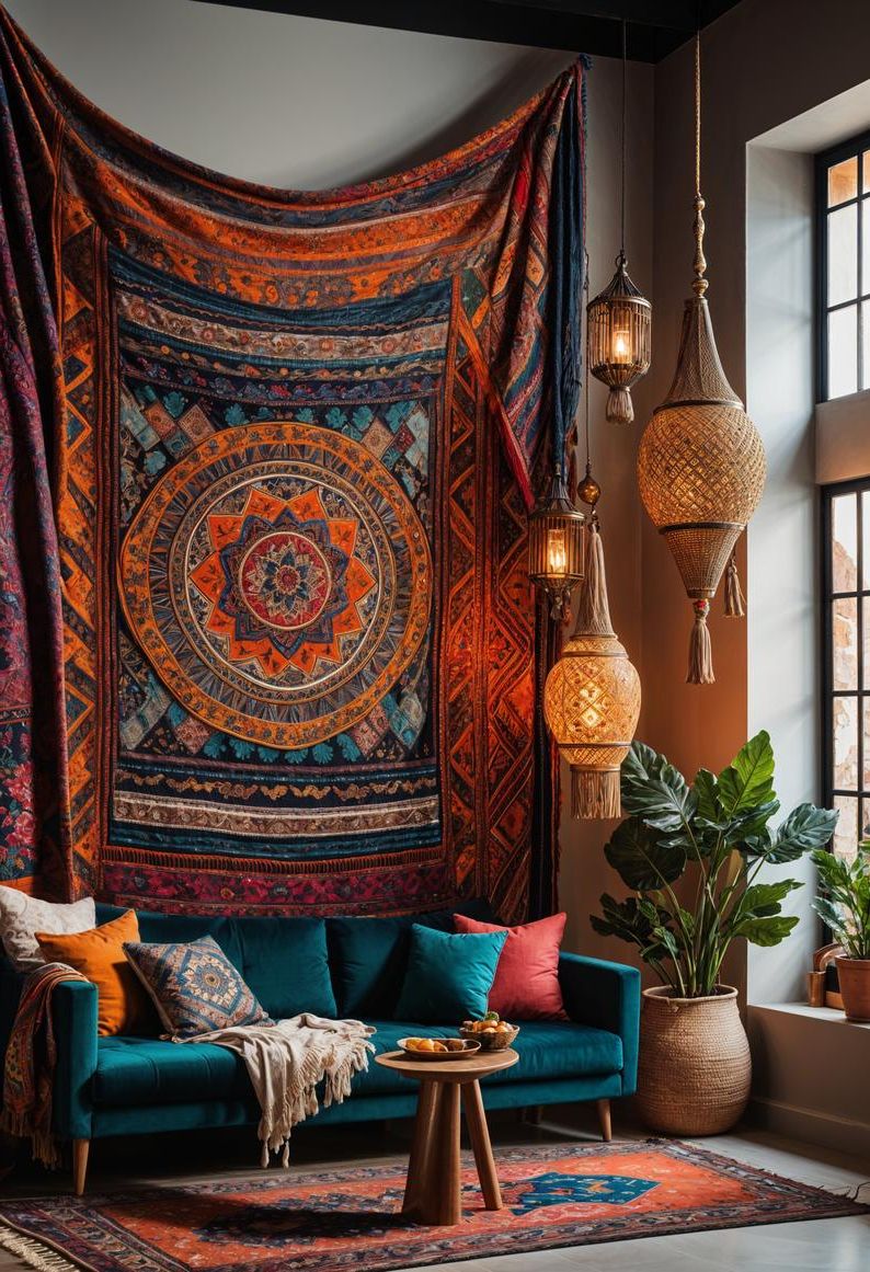 20. Eclectic Wall Tapestry Styling