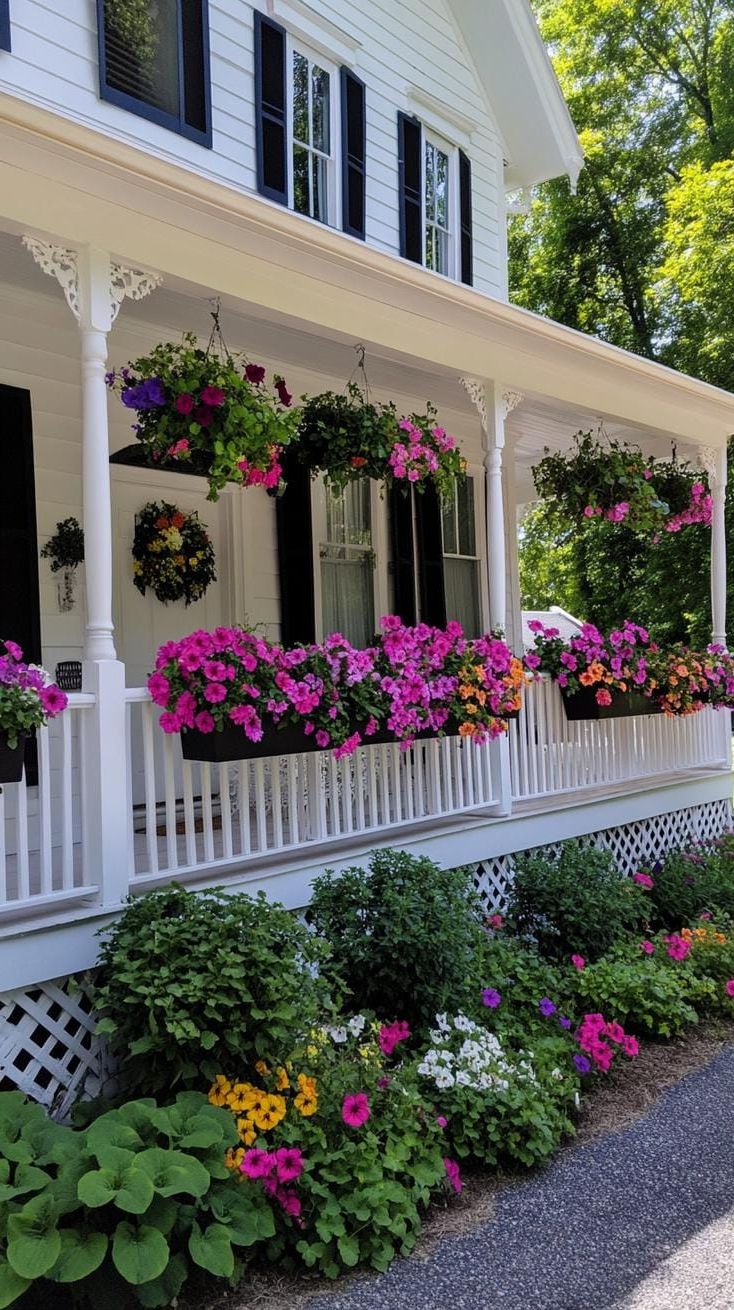 25. Colorful Flower Boxes on Porch Railings - photo 2