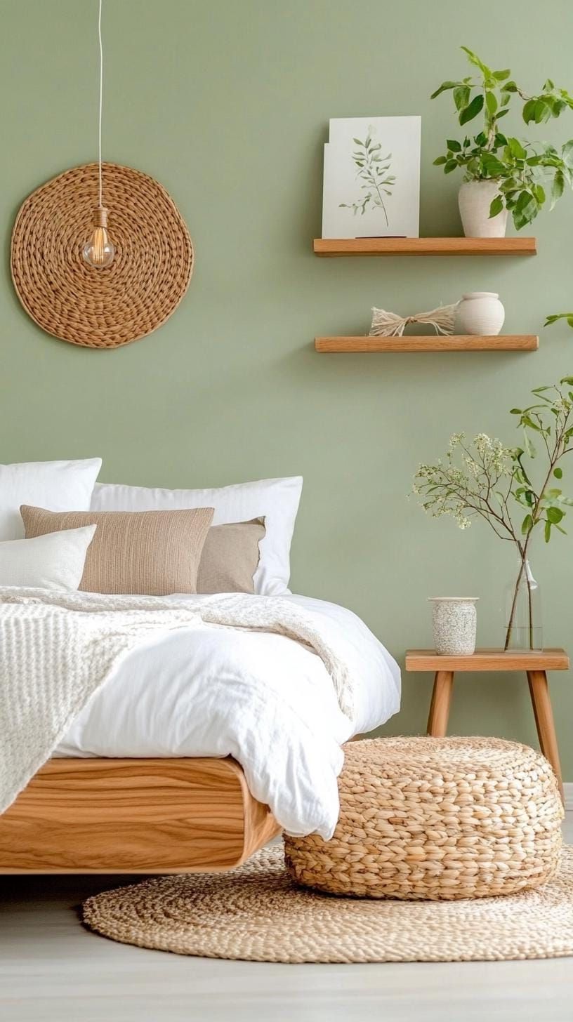 5. Eclectic Bohemian Hideaway with Sage Green Bedding and Macrame - photo 2