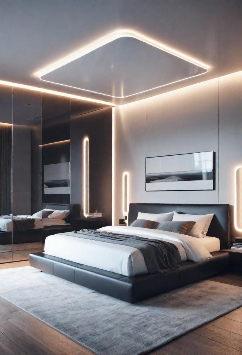 16. Futuristic Bedroom With Sleek Lines
