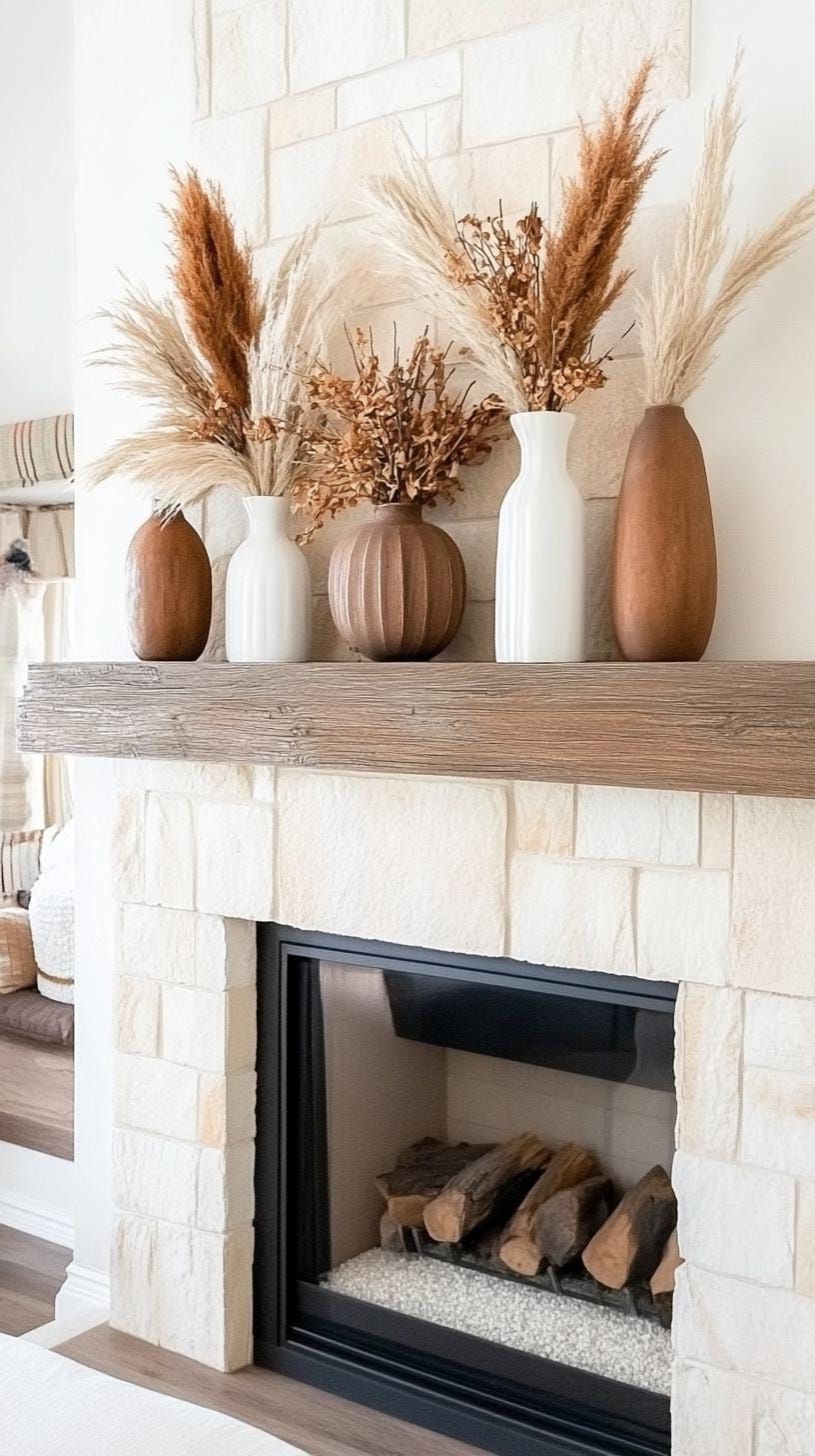 19. Dried Foliage on Fireplace Mantel Displays - photo 4