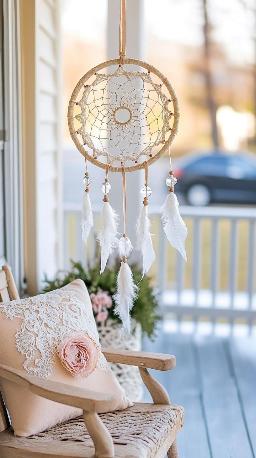 8. Icicle Dreamcatcher with Crystal Beads and Lace