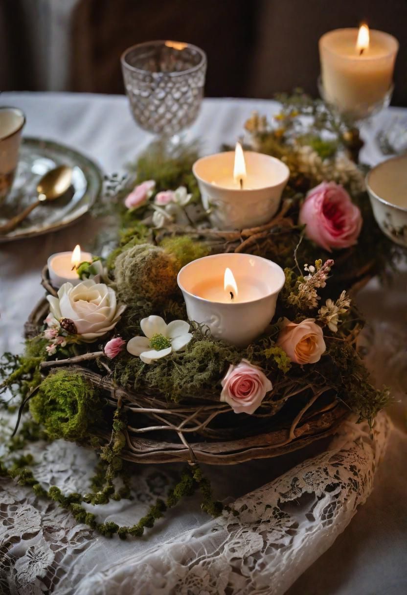 2. Vintage Teacup Candle Nests