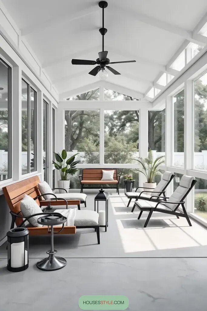 Practical and Stylish Screened Porch Designs Featuring Modern Angles