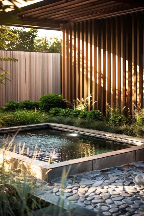 City Plunge Pool With A Modern Fence