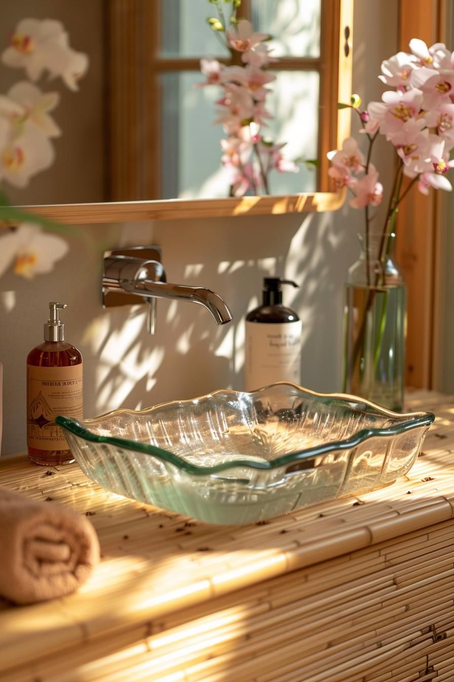 6. Green Bamboo Vanity Design