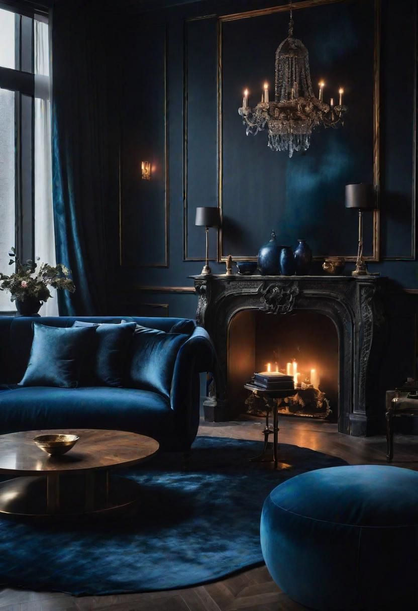 23. Sapphire-Toned Lounge Decor