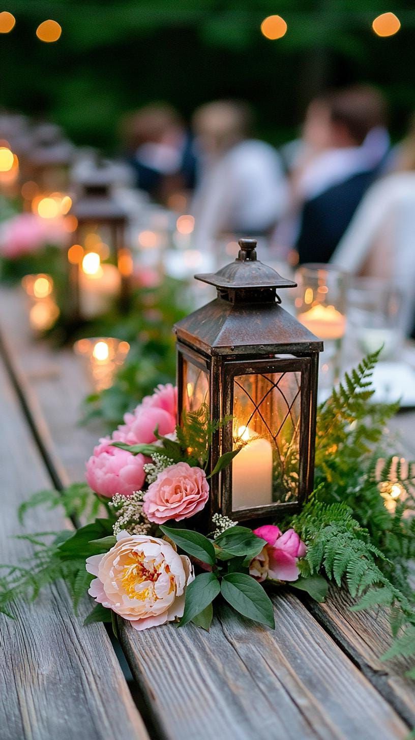 8. Rusty Lanterns Holding Floral Centerpieces - photo 3
