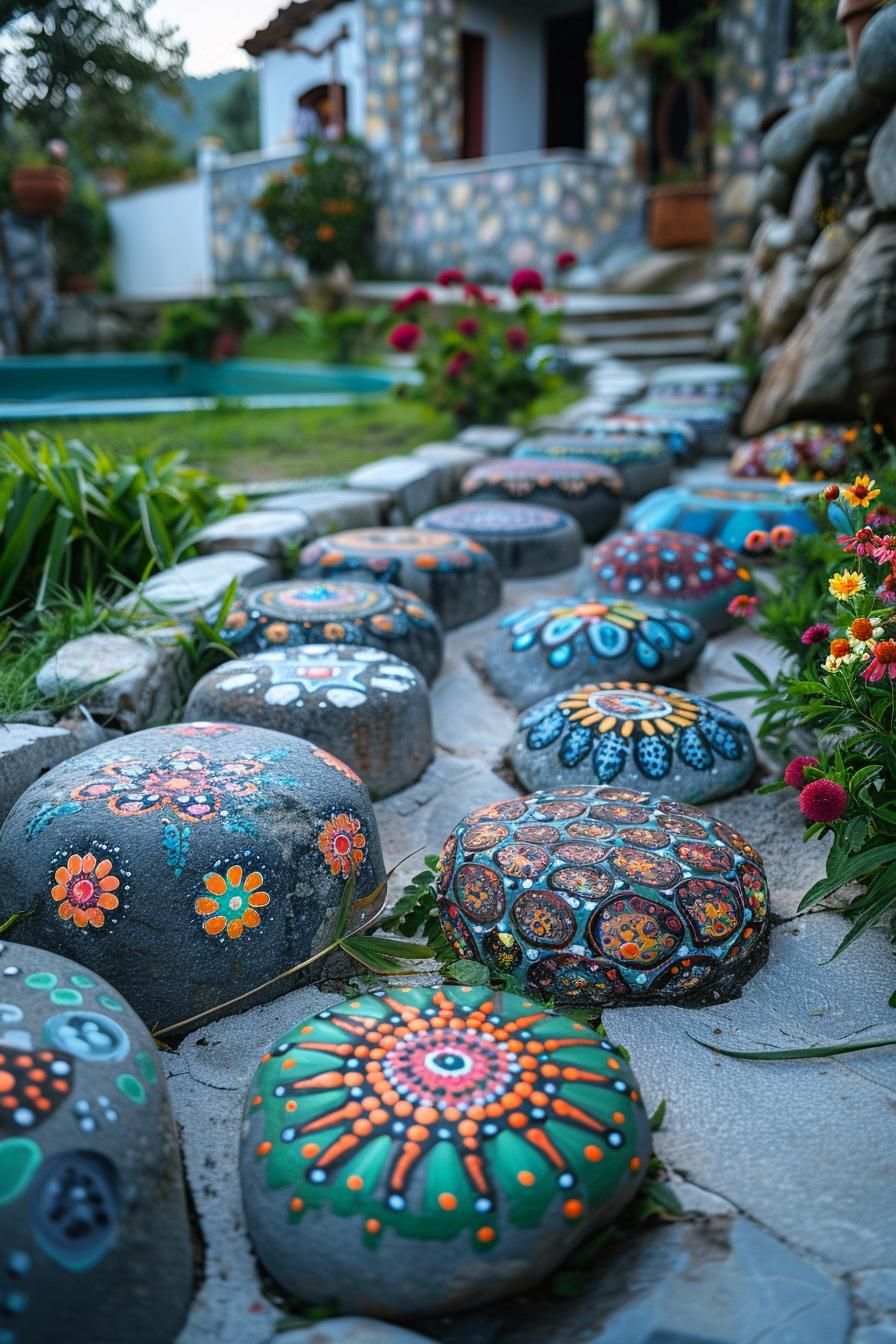 16. Painted Rock Yard Art