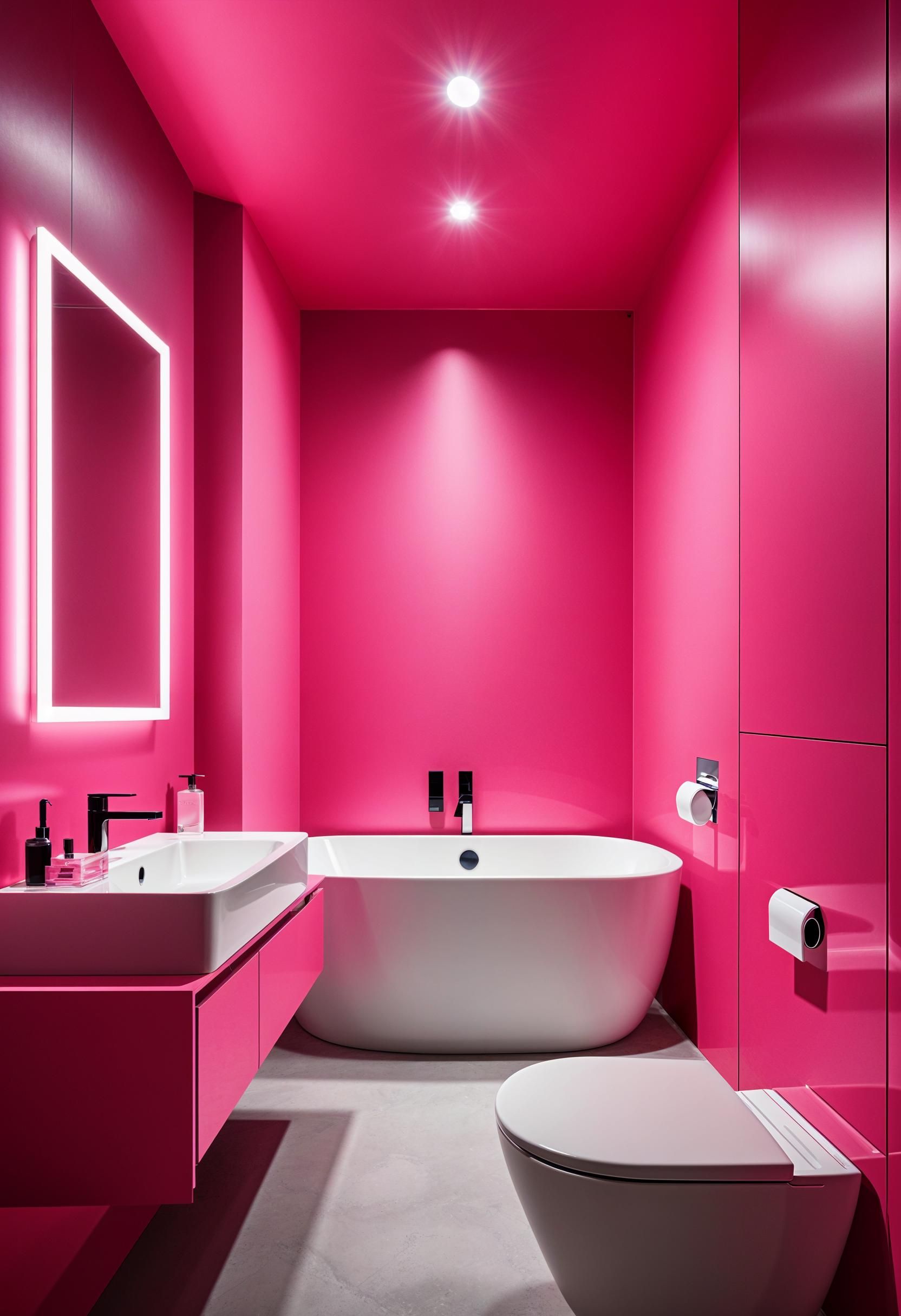 4. Vibrant Neon Pink Accent Walls