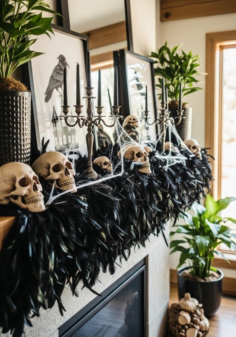 15. Skulls and Dark Feathers on the Mantel - photo 3
