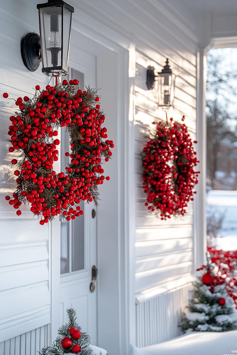 20. Berry Wreath Ideas for White Doors