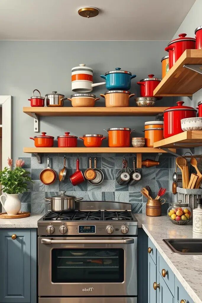 Displaying Bright Enamel Cookware With Pride