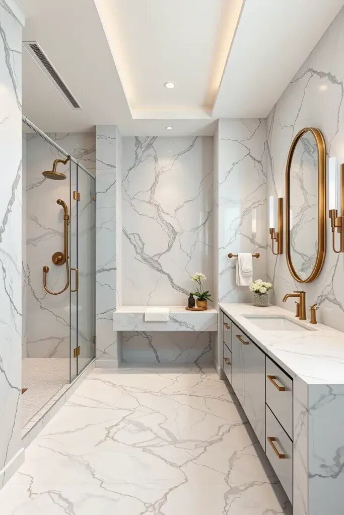 Marble Bathrooms: Floors, Walls, and Vanities