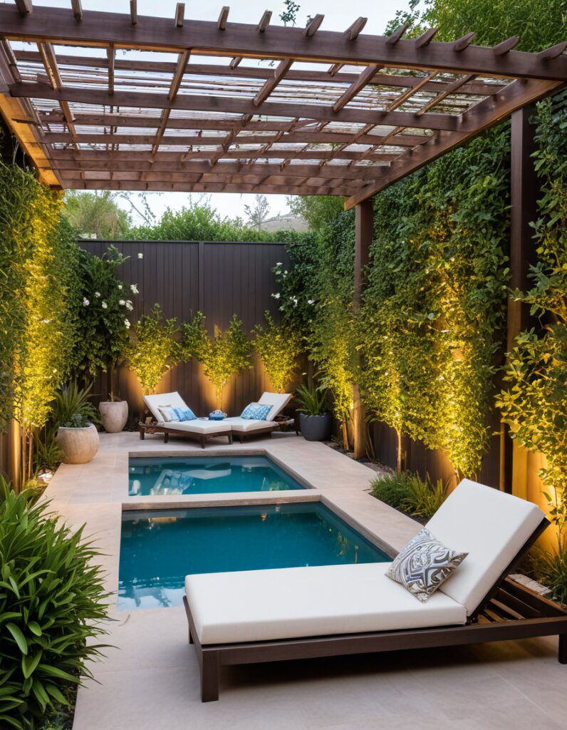 Shaded Pergolas for Poolside Relaxation