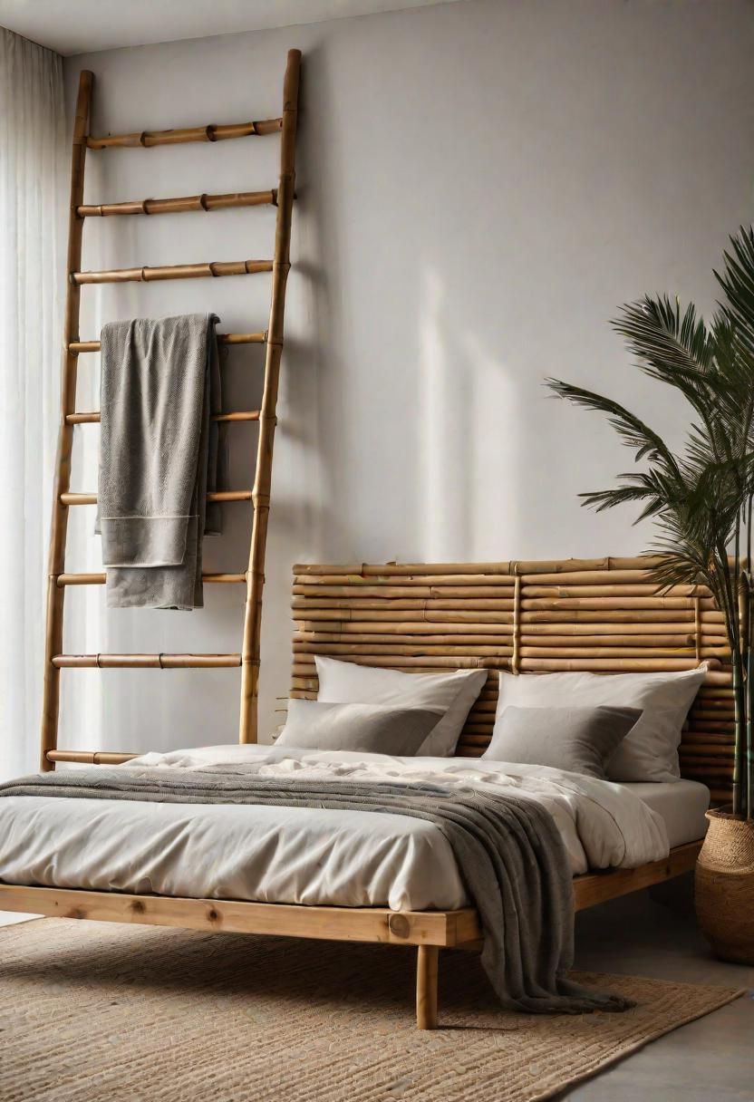 27. Bamboo Towel Ladders for Eco-Bedrooms