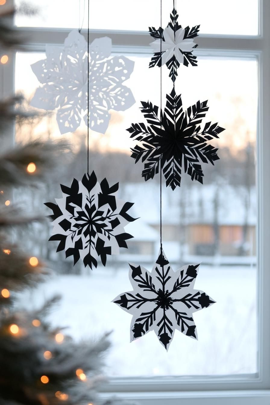 9. Black Cut-Out Snowflake Decor