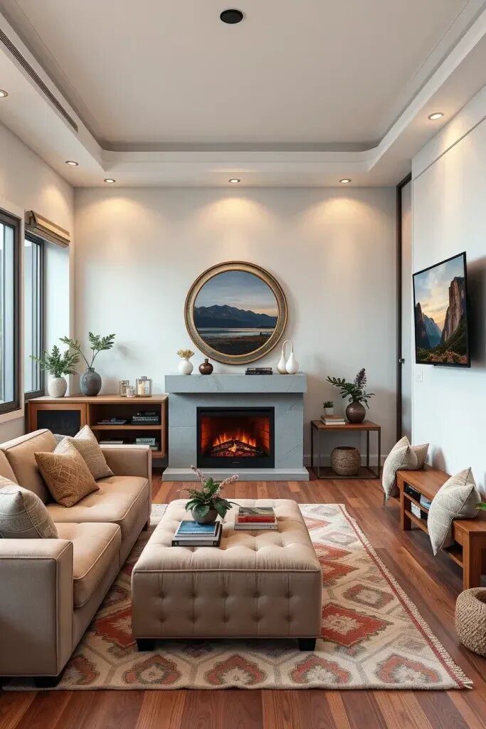 Centering A Small Living Room Around TV And Fireplace - photo 2