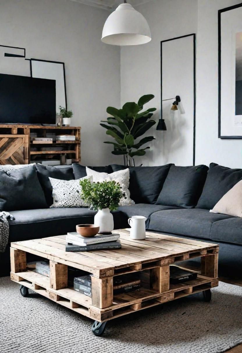 8. Rolling Pallet Coffee Table