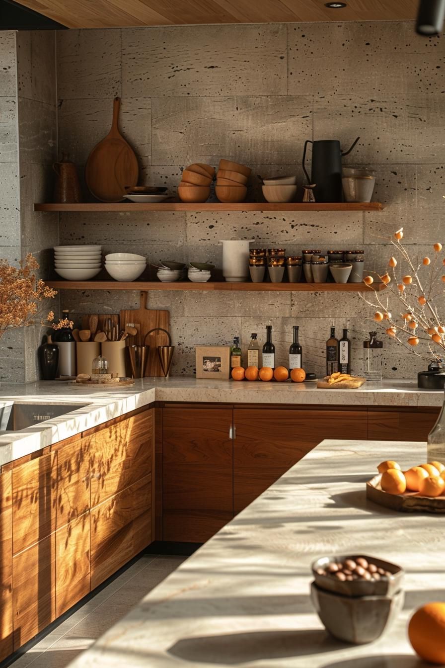 5. Geometric Crockery Display Ideas