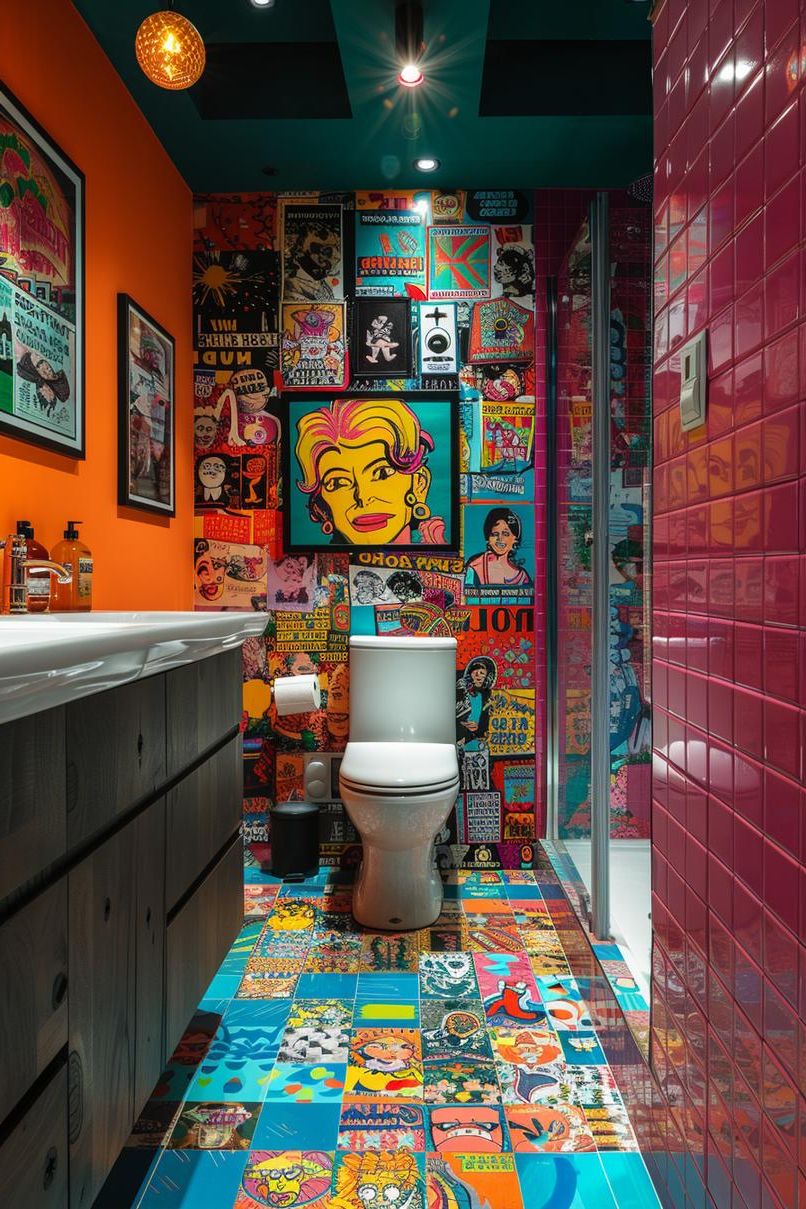 11. Bold Pop Art Bathroom Accents