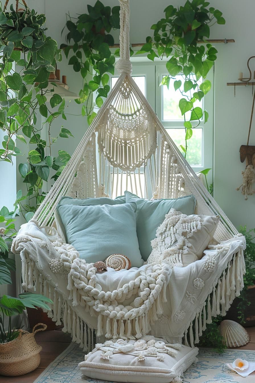 14. Cozy Tasseled Hammock Ideas