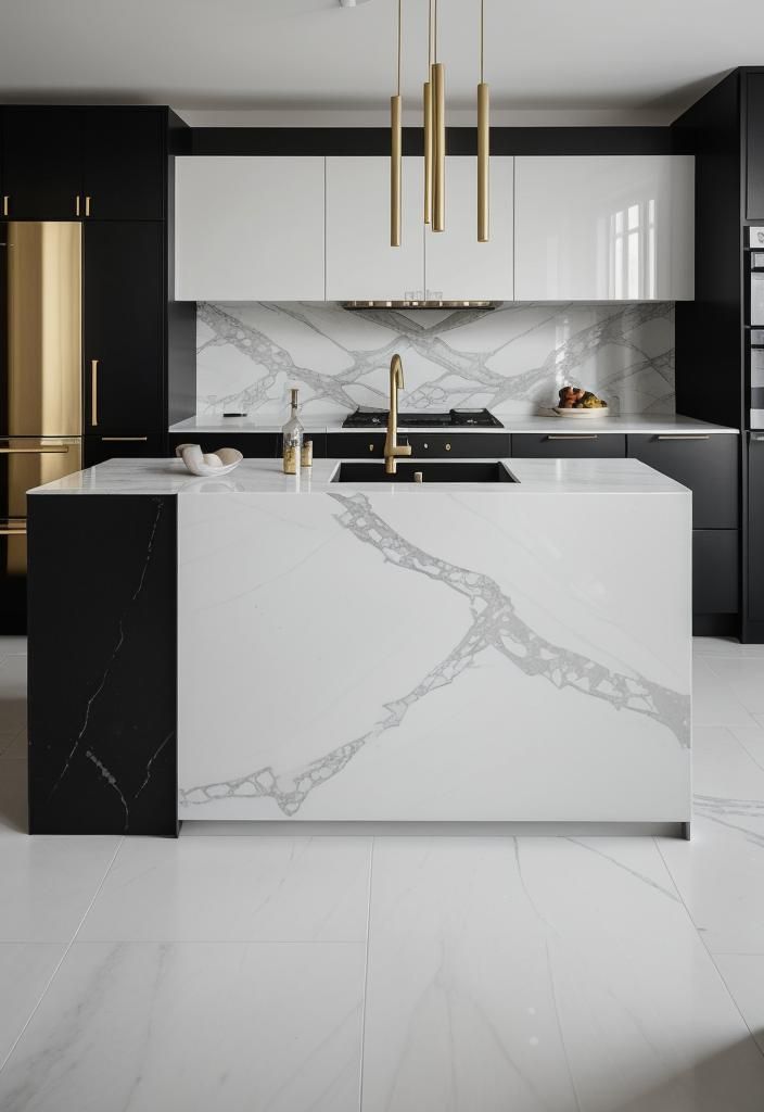 12. Elegant Matte Black Island Styling