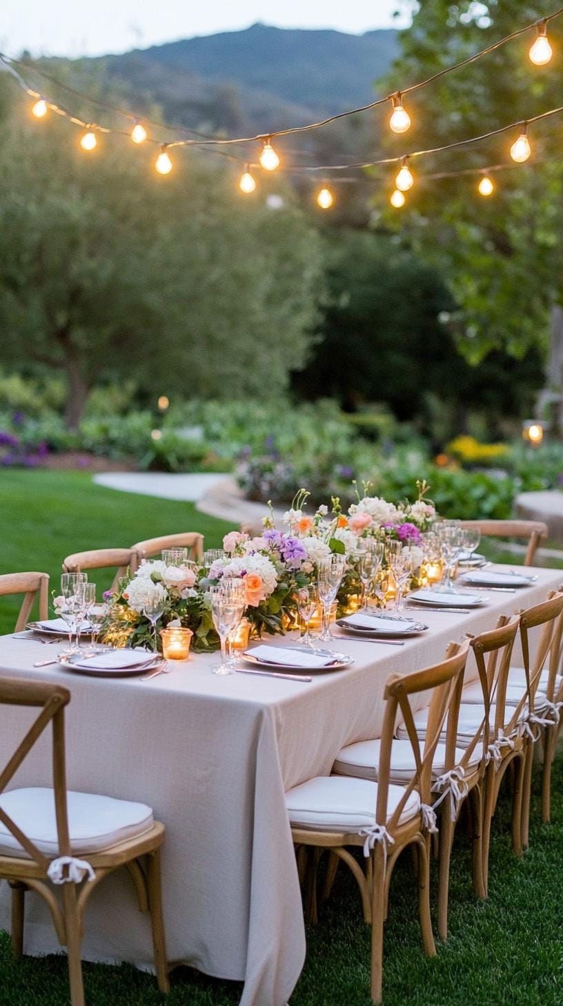 3. Garden Dinner Setup Under A String Light Canopy - photo 4